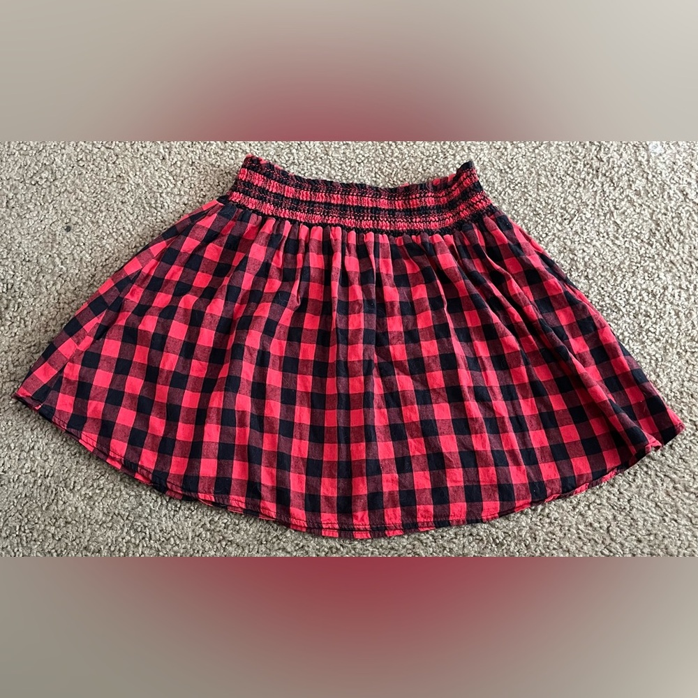 Red & Black Plaid Skater Skirt